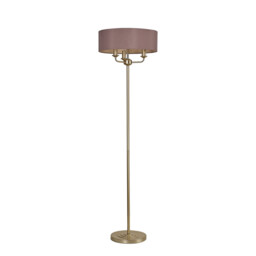 Banyan 3 Light Switched Floor Lamp With 45cm x 15cm Dual Faux Silk Fabric Shade Champagne Gold/Taupe - thumbnail 5