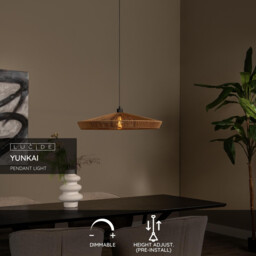 Yunkai Cottage Pendant Light - Ø 70cm - 1xE27 - Light Wood - thumbnail 2