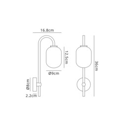 Tivoli Curved Arm Wall Light, 1 Light G9, IP44, Brass Gold/Smoke Smooth Tubular Glass - thumbnail 2