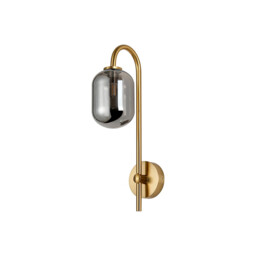 Tivoli Curved Arm Wall Light, 1 Light G9, IP44, Brass Gold/Smoke Smooth Tubular Glass - thumbnail 5