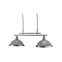 Bistro 2 Light Ceiling Pendant Bar Satin Silver, Acid Glass, E27 - thumbnail 3