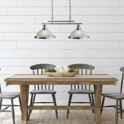 Bistro 2 Light Ceiling Pendant Bar Satin Silver, Acid Glass, E27 - thumbnail 2