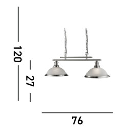Bistro 2 Light Ceiling Pendant Bar Satin Silver, Acid Glass, E27 - thumbnail 5