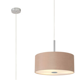 Baymont Polished Chrome 5 Light E27 Single Pendant With 40cm x 18cm Dual Faux Silk Shade, Antique Gold/Ruby