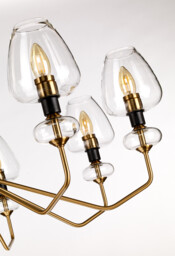 Armand 8 Light Chandelier, Aged Brass, Glass Shade - thumbnail 3