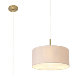 Baymont Antique Brass 3 Light E27 Single Pendant With 40cm x 18cm Dual Faux Silk Shade, Nude Beige/Moonlight - thumbnail 1