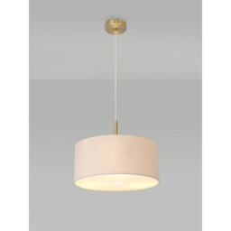 Baymont Antique Brass 3 Light E27 Single Pendant With 40cm x 18cm Dual Faux Silk Shade, Nude Beige/Moonlight - thumbnail 2