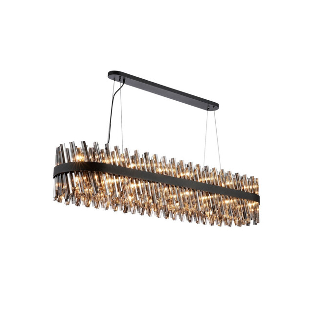 Lysander 36 Light G9, Ceiling Pendant Oblong, Satin Black, Smoke Item Weight: 33.98kg - image 1