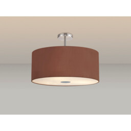 Baymont Polished Chrome 5 Light E27 Drop Flush With 60cm x 22cm Dual Faux Silk Shade Cocoa/Grecian Bronze - thumbnail 2