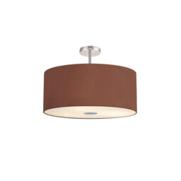 Baymont Polished Chrome 5 Light E27 Drop Flush With 60cm x 22cm Dual Faux Silk Shade Cocoa/Grecian Bronze