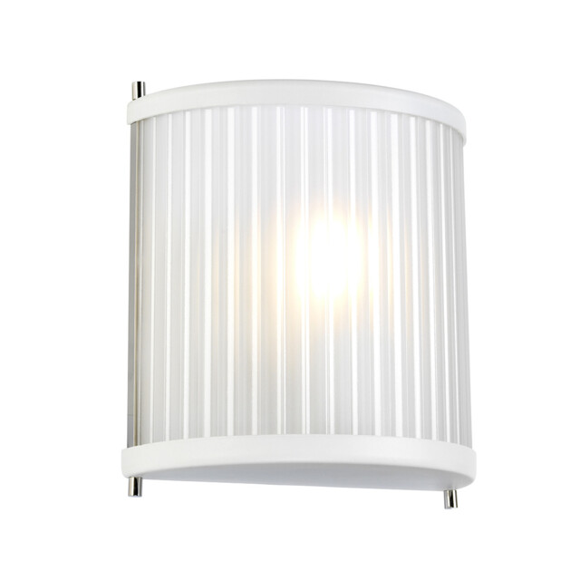 Corona Flush 1 Light Wall Light, White Polished Nickel, Frosted Glass - image 1
