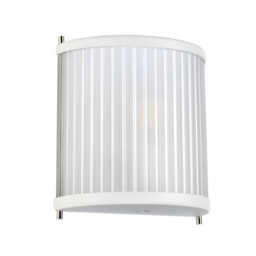 Corona Flush 1 Light Wall Light, White Polished Nickel, Frosted Glass - thumbnail 2