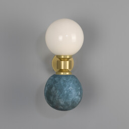 Kobe Ceramic Globe Wall Light, Blue Earth, Satin Brass - thumbnail 2
