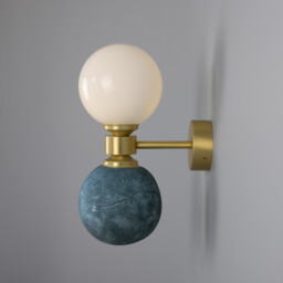 Kobe Ceramic Globe Wall Light, Blue Earth, Satin Brass - thumbnail 3