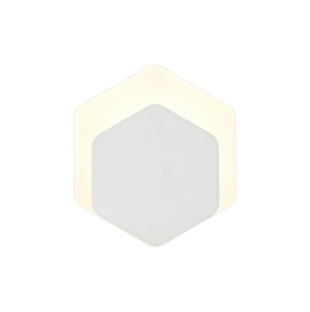 Altona Base Wall Lamp, 12W LED 3000K 498lm, 15, 19cm Vertical Hexagonal Bottom Offset, Sand White, Acrylic Frosted Diffuser - image 1