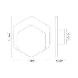 Altona Base Wall Lamp, 12W LED 3000K 498lm, 15, 19cm Vertical Hexagonal Bottom Offset, Sand White, Acrylic Frosted Diffuser - thumbnail 2