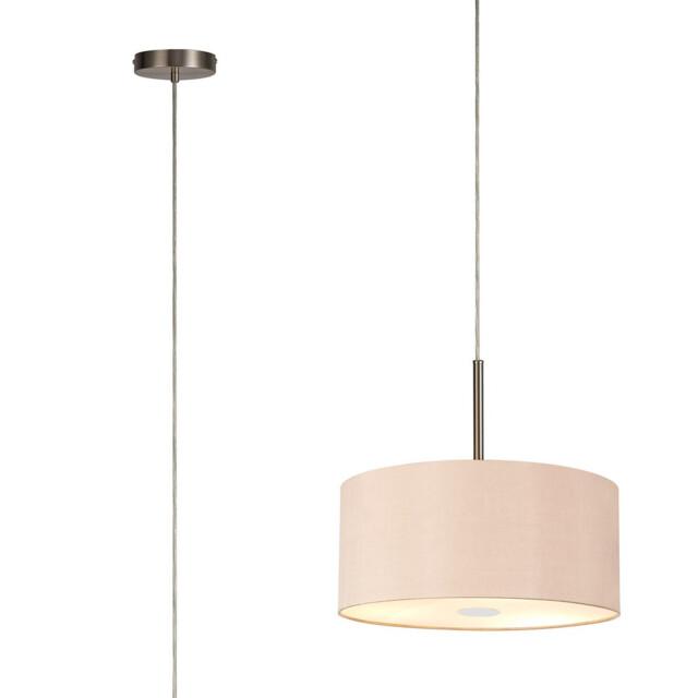 Baymont Satin Nickel 5 Light E27 Single Pendant With 40cm Dual Faux Silk Shade, Antique Gold/Ruby - image 1