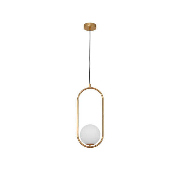 Obitar Globe Pendant Ceiling Light Opal Glass Brass Gold Metal LED G9 - image 1
