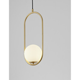 Obitar Globe Pendant Ceiling Light Opal Glass Brass Gold Metal LED G9 - thumbnail 2