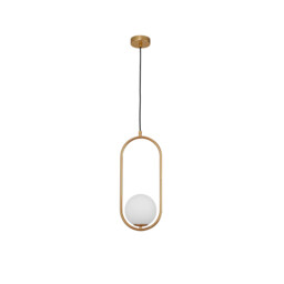 Obitar Globe Pendant Ceiling Light Opal Glass Brass Gold Metal LED G9 - thumbnail 1