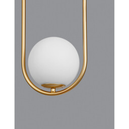 Obitar Globe Pendant Ceiling Light Opal Glass Brass Gold Metal LED G9 - thumbnail 3