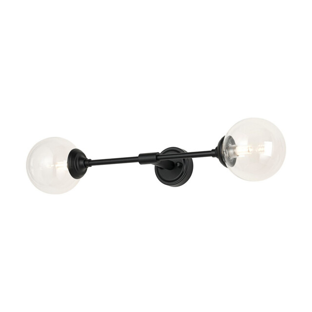 Richmond Ceiling/Wall Light Linear, 2 Light G9, IP44, Satin Black/Clear Smooth Round Glass - image 1