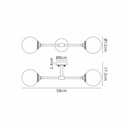 Richmond Ceiling/Wall Light Linear, 2 Light G9, IP44, Satin Black/Clear Smooth Round Glass - thumbnail 2