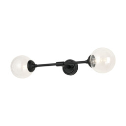 Richmond Ceiling/Wall Light Linear, 2 Light G9, IP44, Satin Black/Clear Smooth Round Glass - thumbnail 1