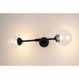Richmond Ceiling/Wall Light Linear, 2 Light G9, IP44, Satin Black/Clear Smooth Round Glass - thumbnail 3