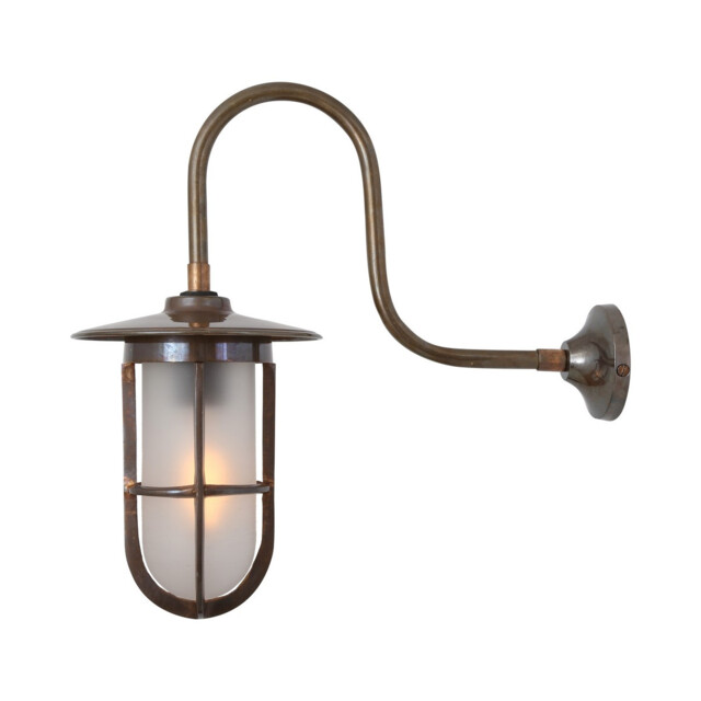 Fabo Outdoor Wall Light, Antique Brass, Frosted Glass, IP65