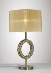 Florence Round Table Lamp with Soft Bronze Shade 1 Light Antique Brass, Crystal - thumbnail 2