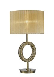Florence Round Table Lamp with Soft Bronze Shade 1 Light Antique Brass, Crystal