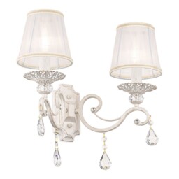 Grace Wall Candle Lamp White with Gold & Crystal, 2 Light, E14 - thumbnail 5