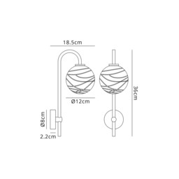 Tivoli Curved Arm Wall Light, 1 Light G9, IP44, Brass Gold/Clear Dune Effect Round Glass - thumbnail 2