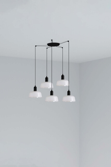 Tatawin Small Cluster Pendant Ceiling Light Black, Gloss White 5x E27