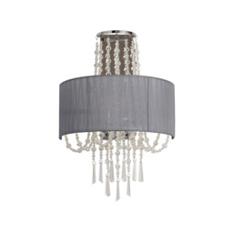 Freida Wall Lamp With Grey Shade 2 Light E14 Polished Chrome/Crystal - thumbnail 3