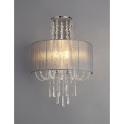 Freida Wall Lamp With Grey Shade 2 Light E14 Polished Chrome/Crystal - thumbnail 2