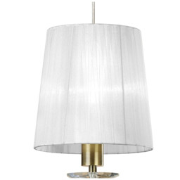 Tiffany Pendant 1+1 Light E27+G9, Antique Brass With White Shade & Clear Crystal - thumbnail 5
