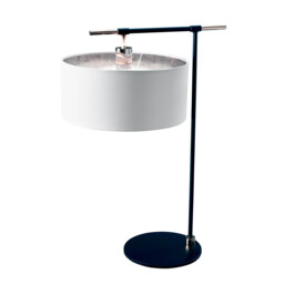 Balance Table Lamp with Round Shade, Black, Polished Nickel - thumbnail 1