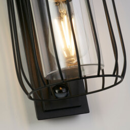Reed 1 Light Wall Lamp with PIR , Black Metal and Plastic Shade - thumbnail 3