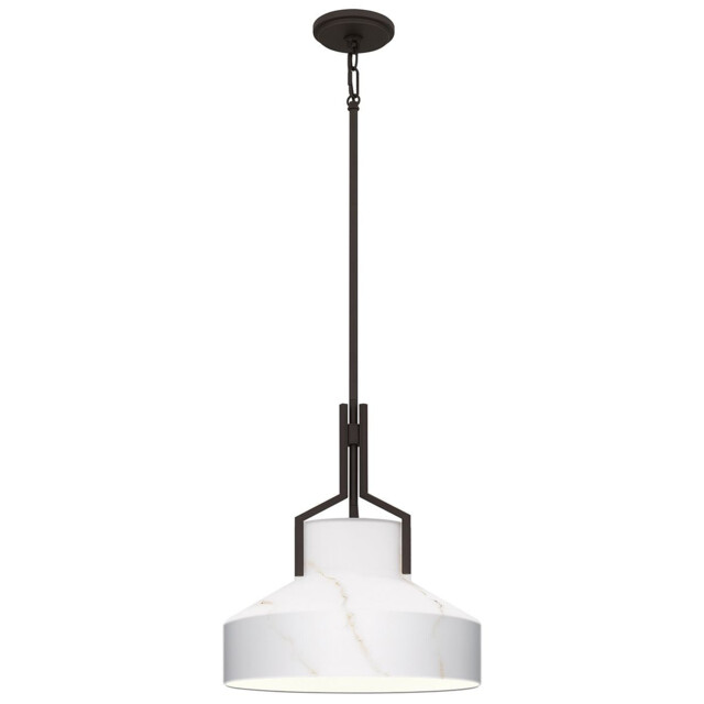 Quoizel Brecken Dome Pendant Ceiling Light Classic Old Bronze and Cased Opal glass Shade 2x E27 - image 1