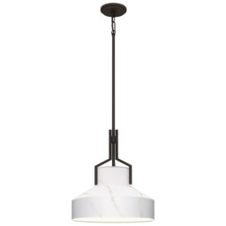 Quoizel Brecken Dome Pendant Ceiling Light Classic Old Bronze and Cased Opal glass Shade 2x E27 - thumbnail 1