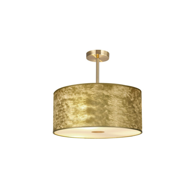 Baymont Antique Brass 3 Light E27 Semi Flush Fixture With 50cm x 20cm Gold Leaf Shade - image 1