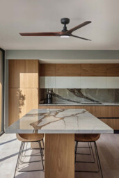 Heywood 132cm LED Ceiling Fan Black, Walnut Blades - thumbnail 3