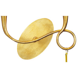 Paola Wall Lamp 2 Light E14, Gold Painted With Cream Shades & Amber Glass Droplets - thumbnail 3