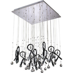 Class Pendant Square 20 Light G4 Polished Chrome/Black Glass/Crystal, NOT LED/CFL Compatible - thumbnail 1