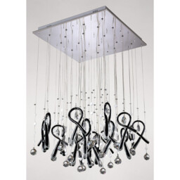 Class Pendant Square 20 Light G4 Polished Chrome/Black Glass/Crystal, NOT LED/CFL Compatible - thumbnail 2