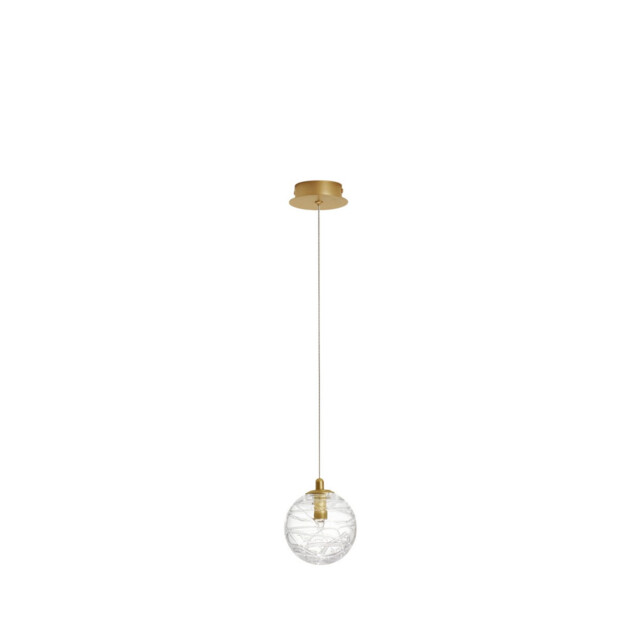 Coen 12cm Globe Pendant Ceiling Light Brass Gold Metal Clear Glass LED G9 - image 1