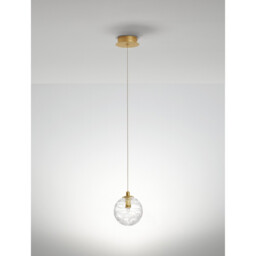 Coen 12cm Globe Pendant Ceiling Light Brass Gold Metal Clear Glass LED G9 - thumbnail 3