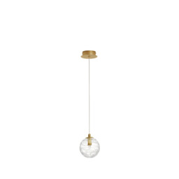 Coen 12cm Globe Pendant Ceiling Light Brass Gold Metal Clear Glass LED G9 - thumbnail 1